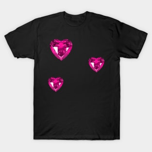 pink bejeweled bedazzled heart gems sticker pack T-Shirt